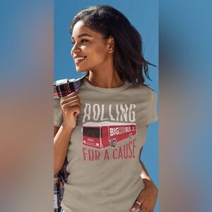 Fruit of the Loom Rolling For A Cause Big Red Bus Blood Drive Cotton T Shirt